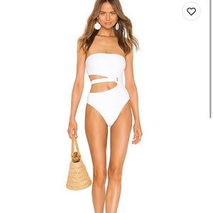 Lovers and friends American girl white one piece cut out swimsuit